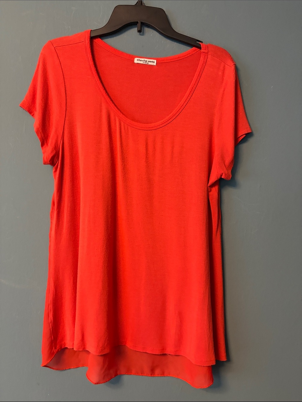 cha cha vente Red Scoop Neck Short Sleeve Top